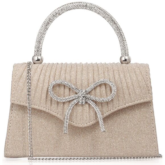 Vеnоlіnе Handbags - 2024 Sparkling Evening Clutch Purse ,Rhinestone Bow Top Handle Party